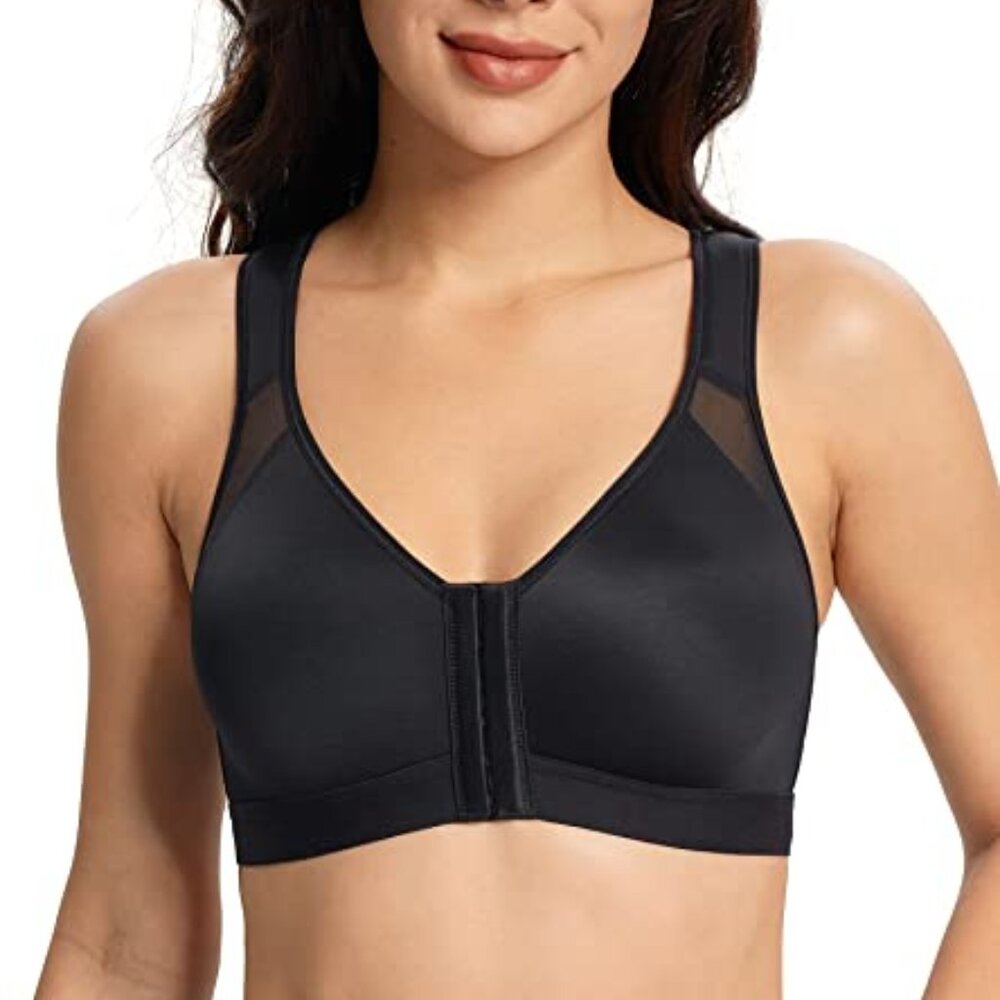 Lemorosy Women's Plus Size Full Coverage Front Closure Posture Back Unpadded